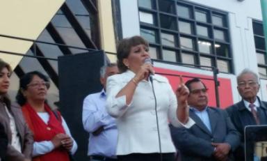 La suspendida alcaldesa de Chimbote, Victoria Espinoza, reapareció luego de estar 9 meses en la clandestinidad.(Foto Chimbotenlinea.com)